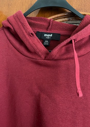 Bordo Kapüşonlu Sweatshirt - Görsel 2