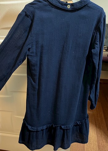 Lacivert Keten V Yaka Elbise - Görsel 3