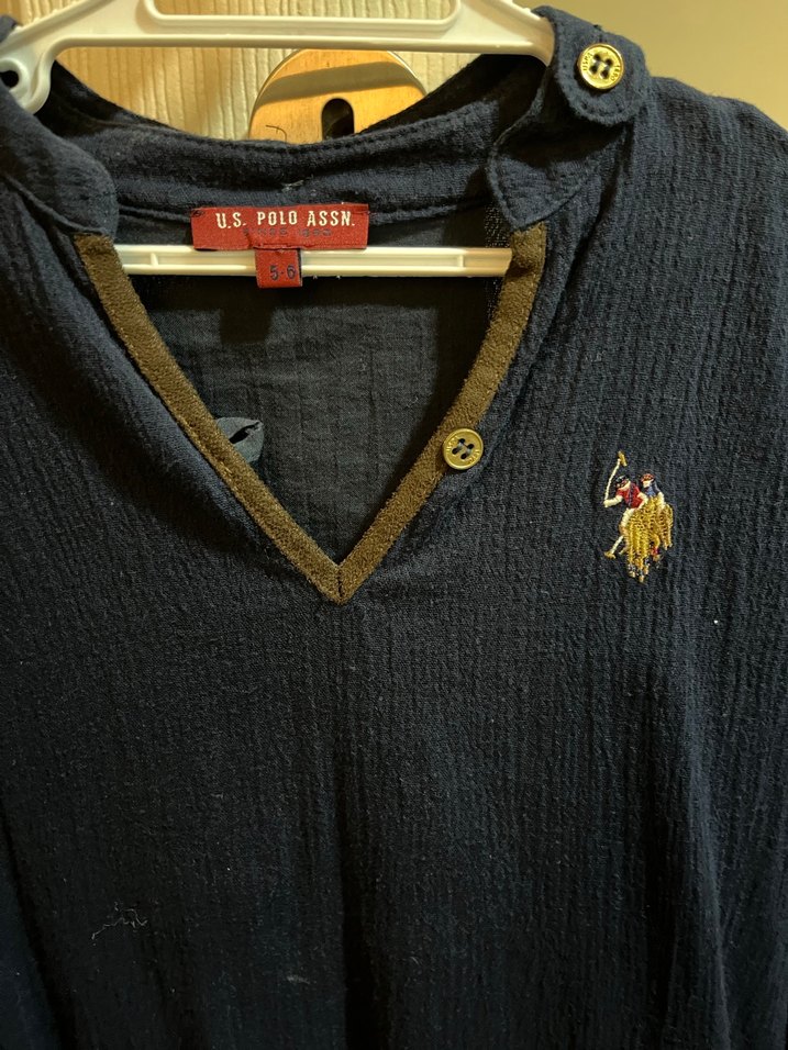 Lacivert Keten V Yaka Elbise - Görsel 2