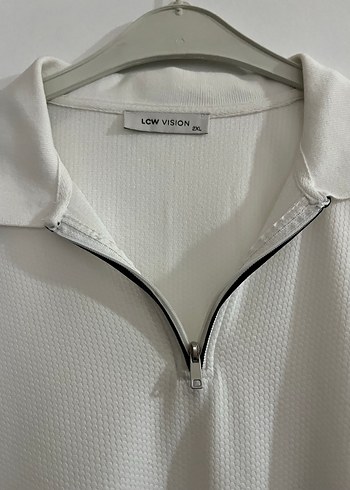 Fermuarlı Beyaz Polo Tişört - Görsel 2