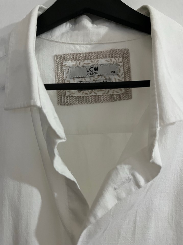 Düğmeli Beyaz  Erkek Gömlek - Görsel 2