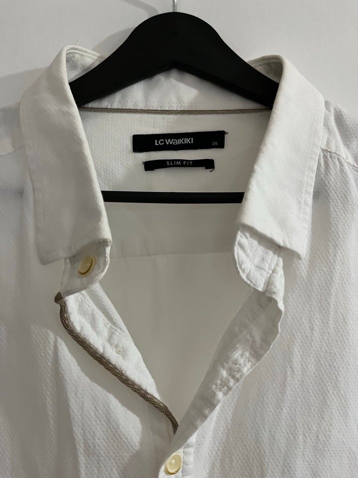 Düğmeli Beyaz  Erkek Gömlek - Görsel 2