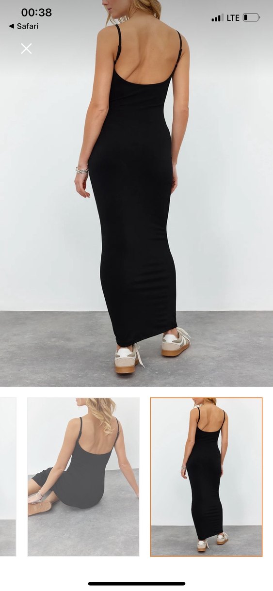 Siyah Uzun Vücuda Oturan Elbise - Görsel 3