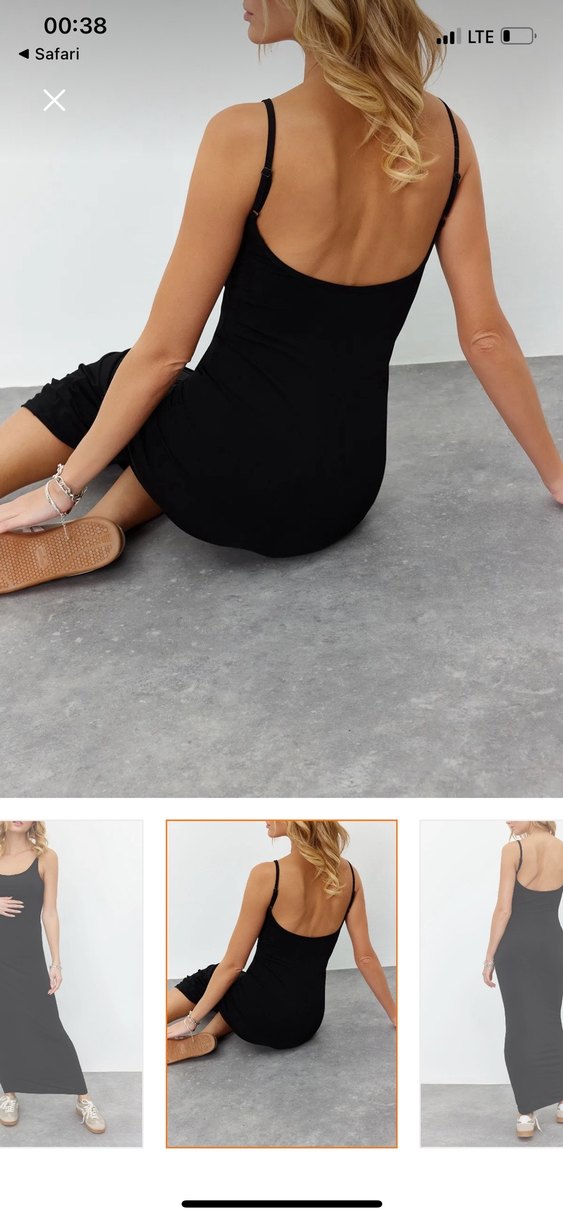 Siyah Uzun Vücuda Oturan Elbise - Görsel 2