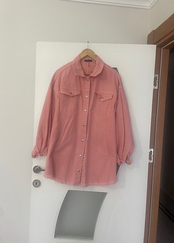 Düğmeli Pembe Kadın Keten Gömlek - Görsel 3