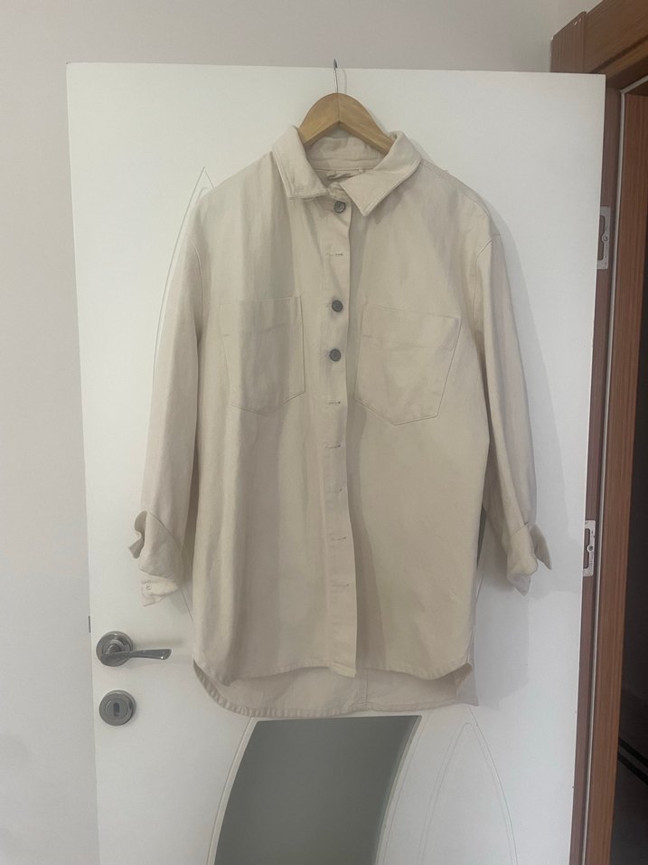 Bej Kadın Keten Gömlek Uzun Kollu - Görsel 3