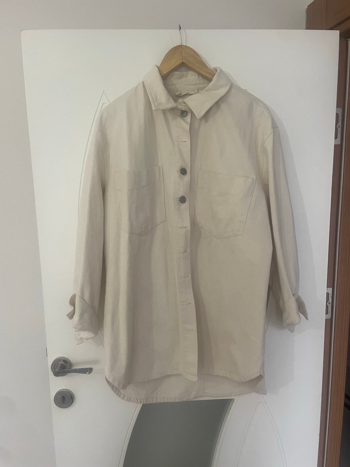 Bej Kadın Keten Gömlek Uzun Kollu - Görsel 2