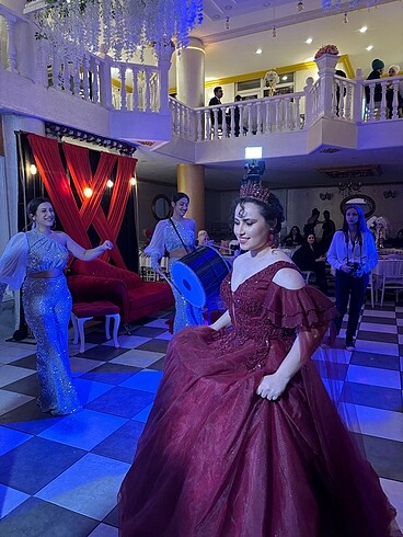 Bordo Kına Elbisesi