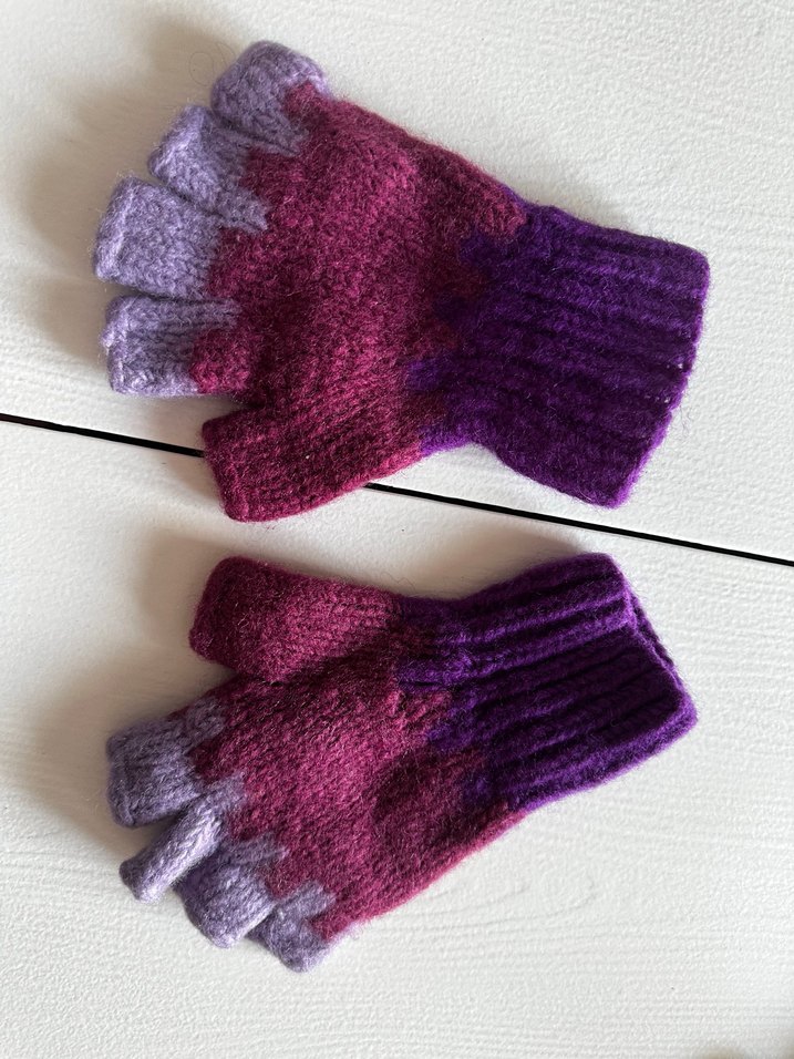 Renkli Parmaksız Örgü çocuk Eldivenler - Görsel 2