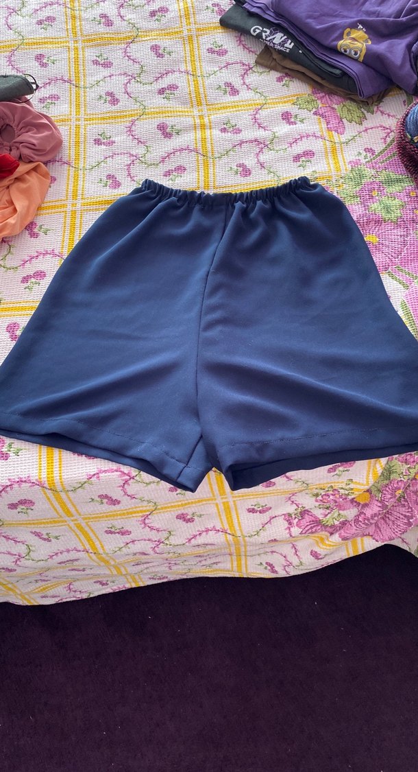 Mavi Piliseli Mini kadın  Şortu - Görsel 2