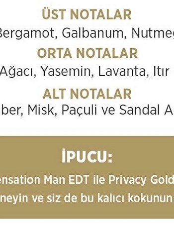 Erkek Parfümü Privacy Gold Sensation - Görsel 2