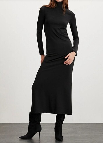 Diğer Siyah slim fit uzun elbise