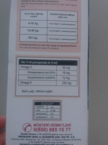 Beden Renk Biofeline kedi ve köpekler için balık yağı