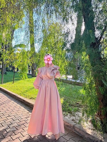 Suud Collection Manuka grace ışıltılı abiye pembe renk