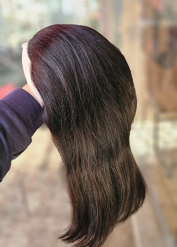 Gerçek Saç Siyah Düz Peruk - Görsel 6