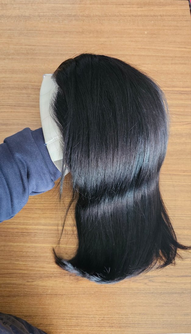 Gerçek Saç Siyah Düz Peruk - Görsel 4