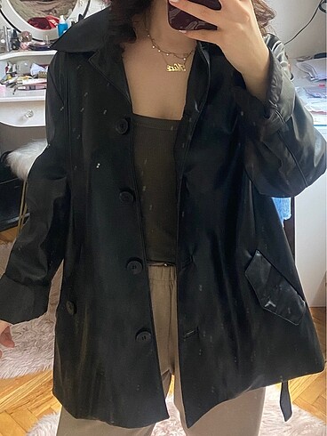 s Beden siyah Renk Zara blazer deri ceket