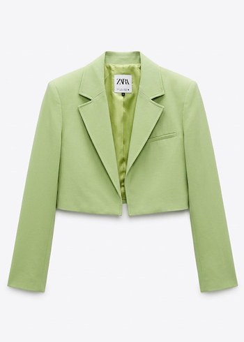Zara Acik Yesil Kisa Blazer Ceket