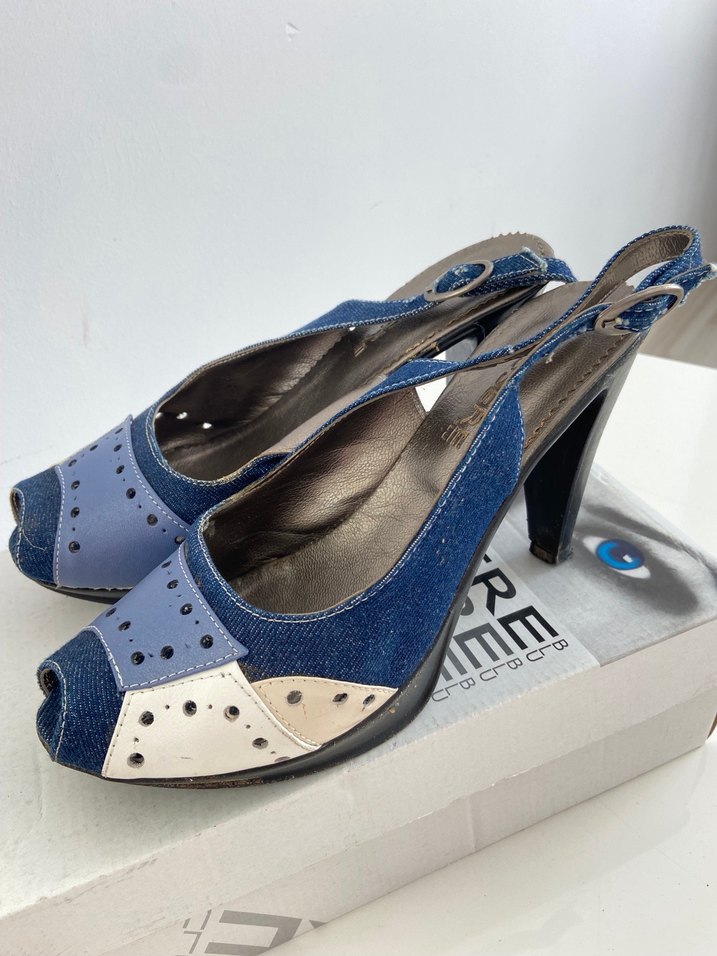 Mavi Kot Kadın Dolgu Topuklu Ayakkabı - Görsel 3