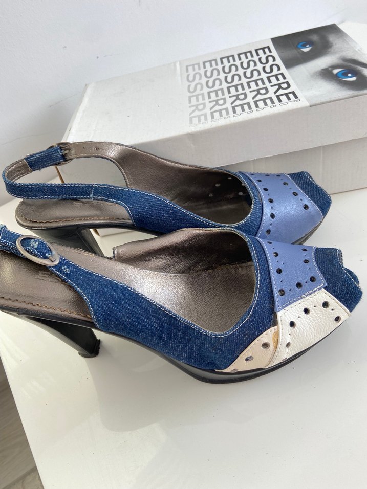 Mavi Kot Kadın Dolgu Topuklu Ayakkabı - Görsel 5