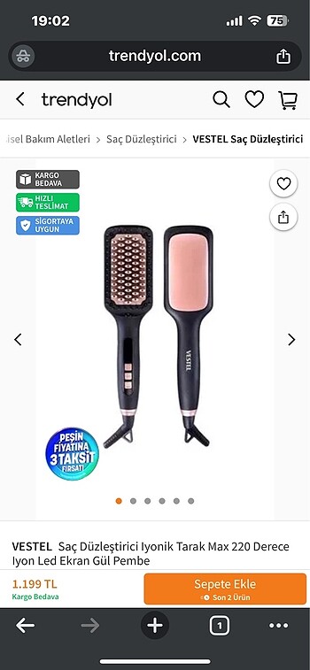 s Beden Vestel düzleştirici tarak