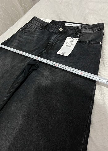 40 Beden gri Renk Bershka düşük bel jean