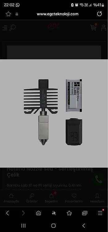 Orjinal Bambu Lab X1/P1 Hotend Nozzle
