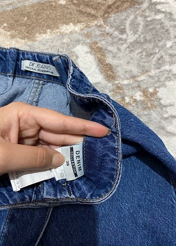 38 Beden mavi Renk Düğmeli Lacivert Denim etek