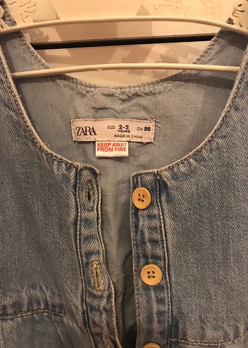 24-36 Ay Beden Zara Kız Çocuk Kot Tulum Düğmeli