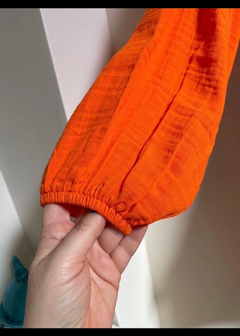 Turuncu Bağcıklı Bohem Mini Elbise - Görsel 3