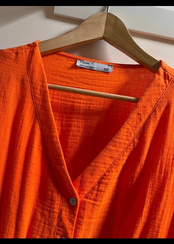 Turuncu Bağcıklı Bohem Mini Elbise - Görsel 2