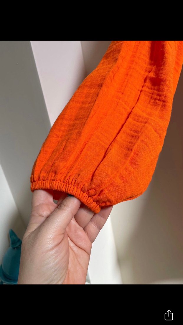 Turuncu Bağcıklı Bohem Mini Elbise - Görsel 3