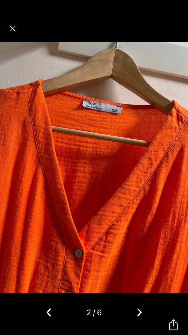 Turuncu Bağcıklı Bohem Mini Elbise - Görsel 2