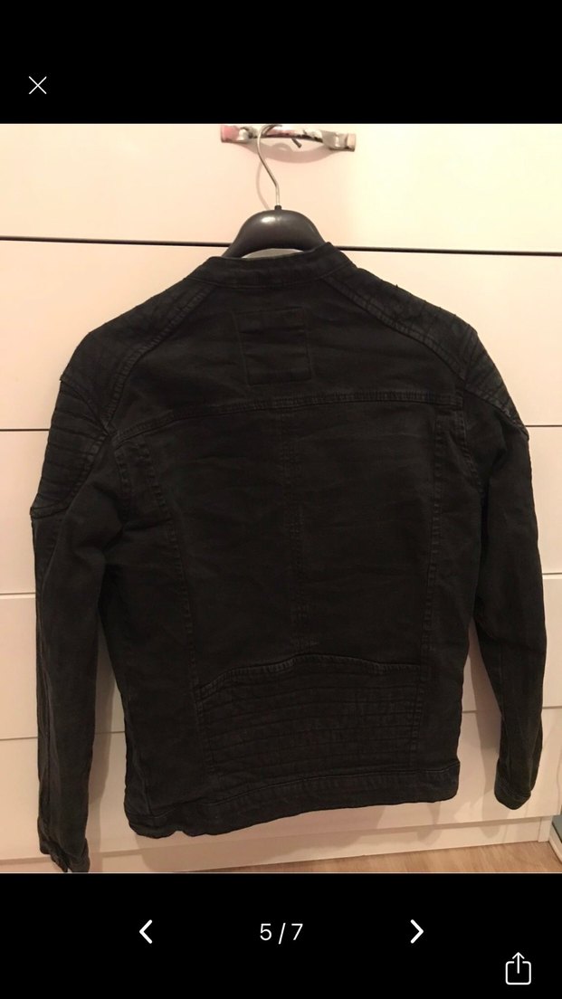 Siyah Denim Biker Ceket - Görsel 5