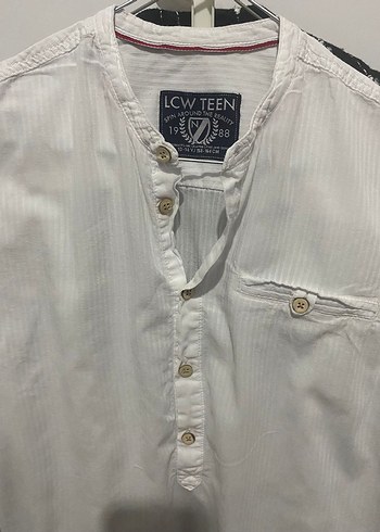 Erkek çocuk Beyaz Keten Uzun Kollu Gömlek - Görsel 2