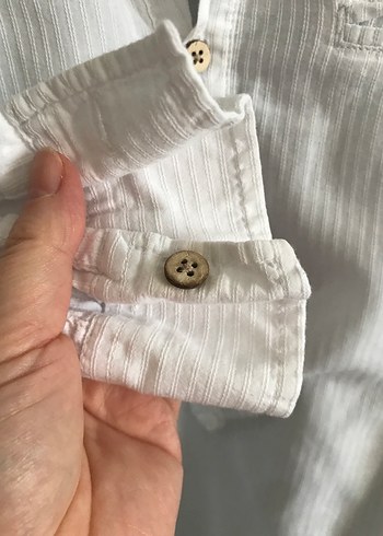 Erkek çocuk Beyaz Keten Uzun Kollu Gömlek - Görsel 8