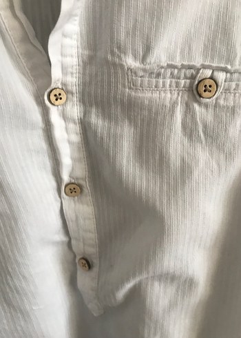 Erkek çocuk Beyaz Keten Uzun Kollu Gömlek - Görsel 7