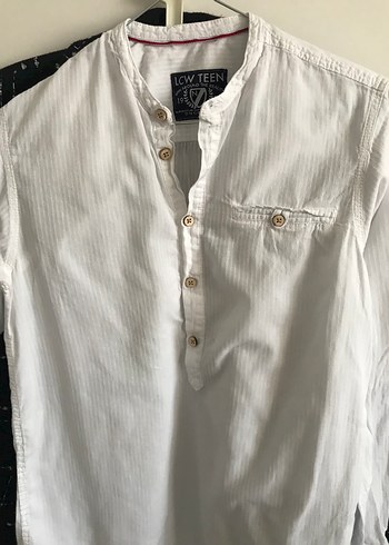 Erkek çocuk Beyaz Keten Uzun Kollu Gömlek - Görsel 5