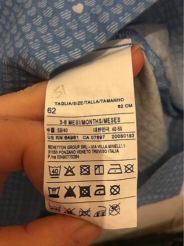 3-6 Ay Beden mavi Renk Benetton elbise