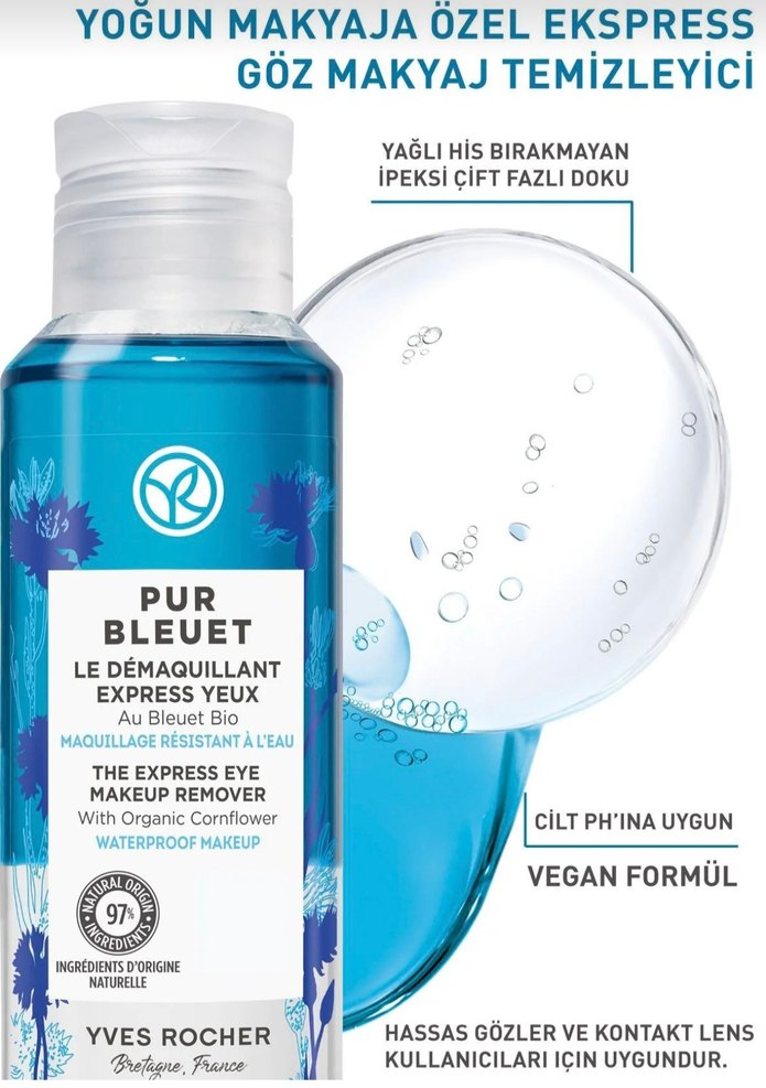 Yves Rocher Mavi Kantaronlu Göz Makyaj Temizleyici 100 ml - Görsel 2