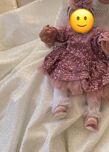LC Waikiki Kız çocuk pembe pullu bebek Abiye Elbise