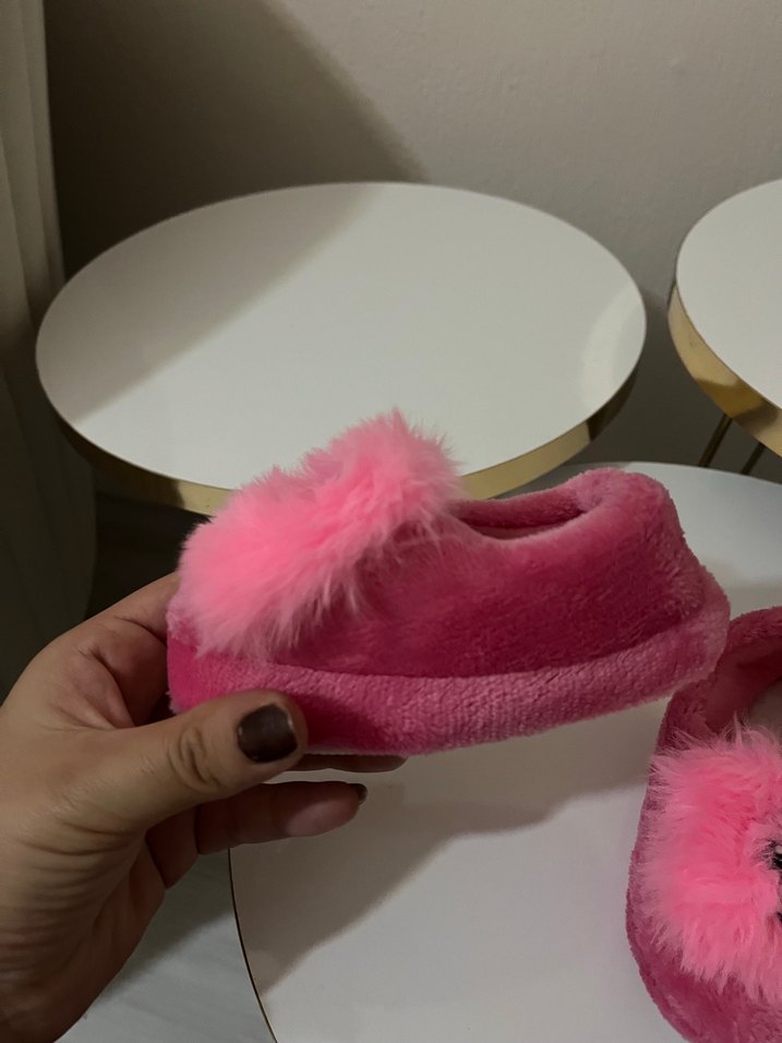 Kız Bebek Pembe Peluş Panduf - Görsel 4