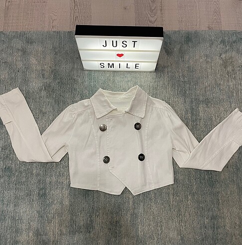 Crop jean ceket