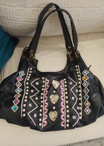 American Vintage Y2k Vintage Bohem Siyah Omuz Cantasi