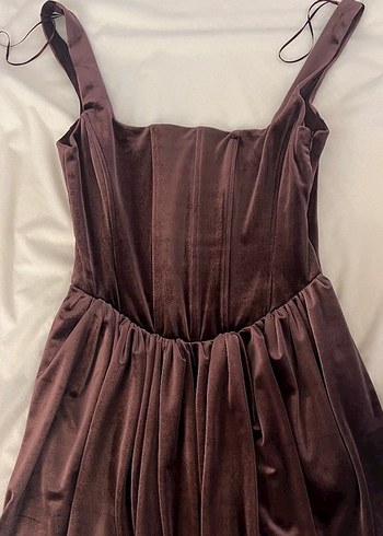 Zara Bordo Parlak Kadın Midi Abiye Elbise