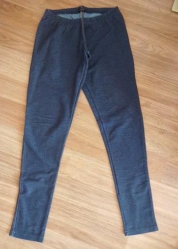 Lacivert Denim görünümlü likralı kumaş Kadın Tayt