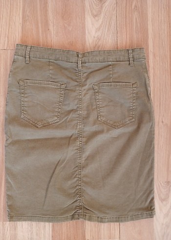 Mudo haki yeşil likralı Denim Mini Etek