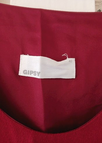 Kırmızı bordo yuvarlak Yakalı Midi Elbise - Görsel 4