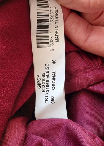 Kırmızı bordo yuvarlak Yakalı Midi Elbise - Görsel 5