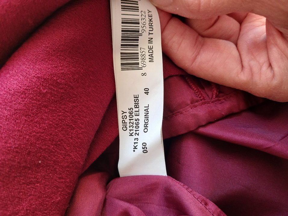 Kırmızı bordo yuvarlak Yakalı Midi Elbise - Görsel 5